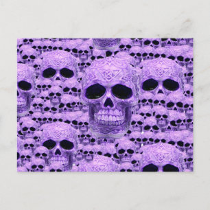 Cartão Postal Colagem do crânio roxo celta
