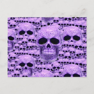 Cartão Postal Colagem do crânio roxo celta