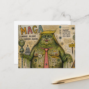 Cartão Postal Colagem do Monstro do Pântano Faz Algas Verdes Nov