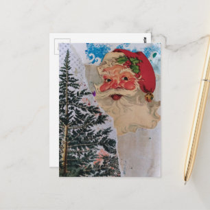 Cartão Postal Colagem do Papai Noel Retrô