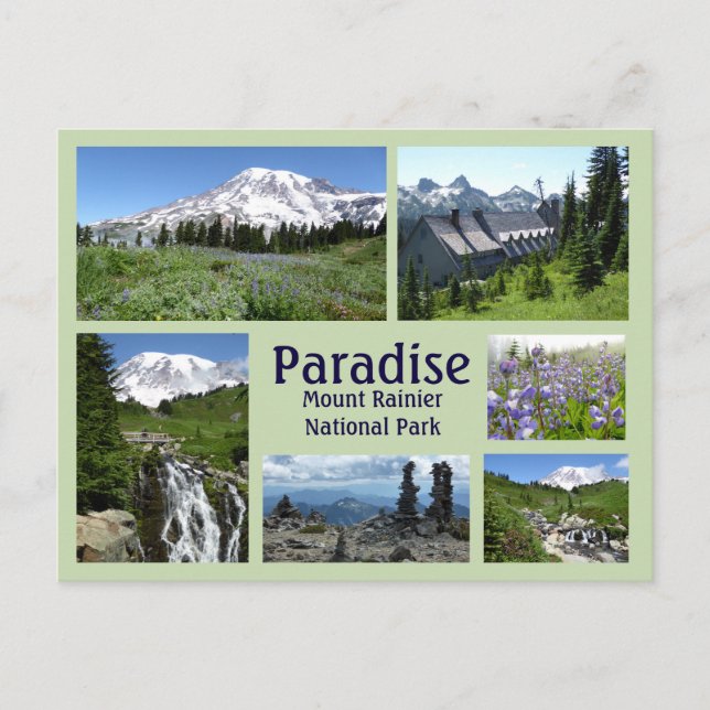 Cartão Postal Colagem do Paraíso (Monte Rainier) (Frente)