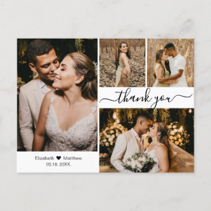 Cartão Postal Colagem Fotográfica do Casamento na moda Script 4
