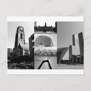 Cartão Postal Colagem fotográfica Roterdão 1 a preto e branco