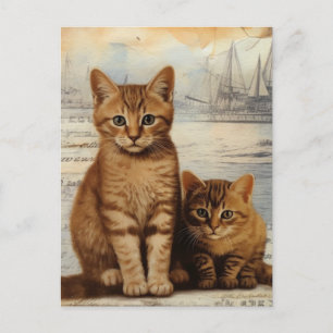Cartão Postal Colagem Ginger Kitten
