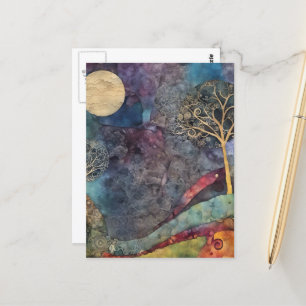 Cartão Postal Colagem mestiça em árvore e lua