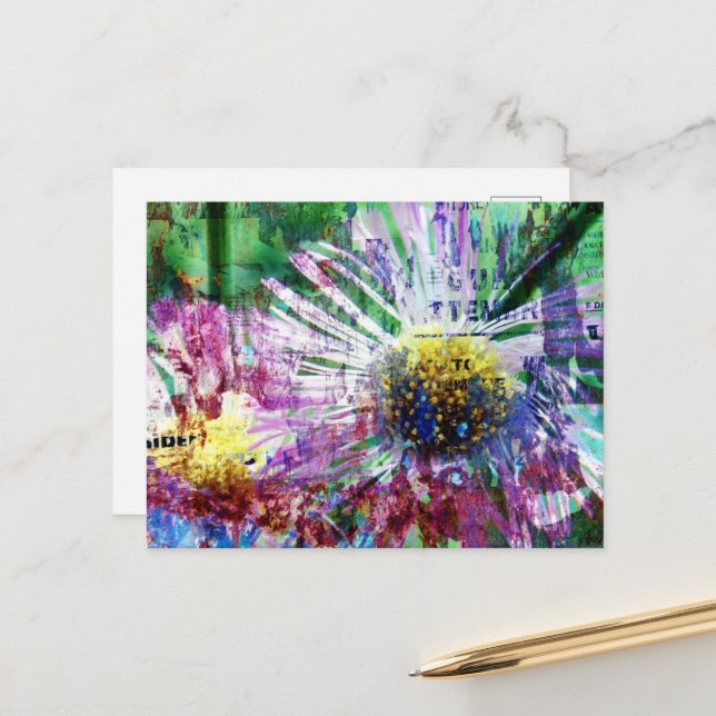 Cartão Postal Colagem Mídia de Flor (Frente/Verso In Situ)