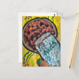 Cartão Postal Colagem Mídia Mista de Nozes