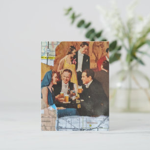 Cartão Postal Colagem Mídia Mista Festa Retro