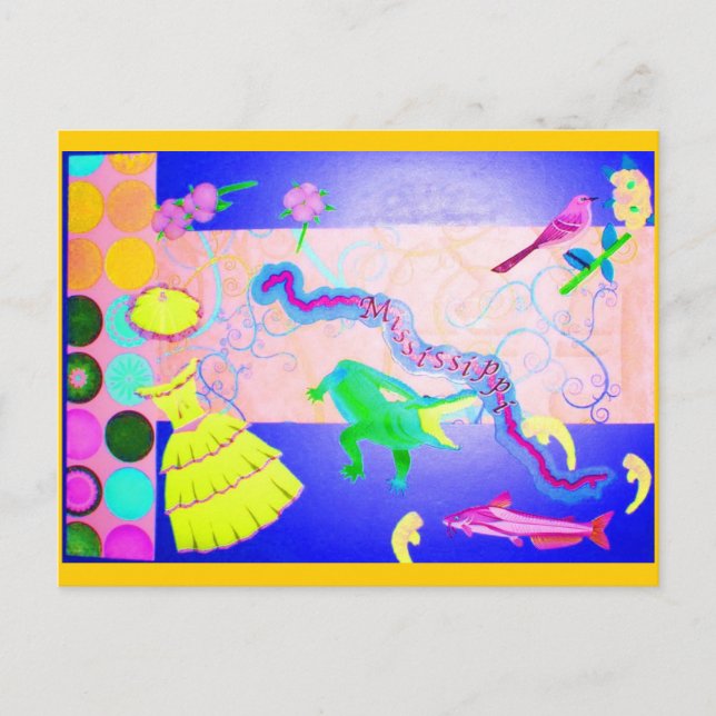 Cartão Postal Colagem Mississippi (Frente)
