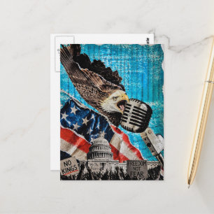 Cartão Postal Colagem Mista Águia Americana Patriótica