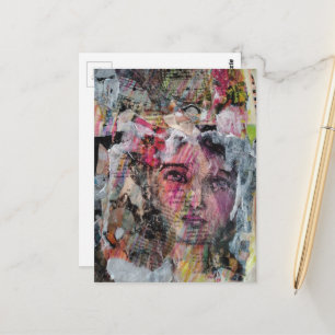 Cartão Postal Colagem mista de face única