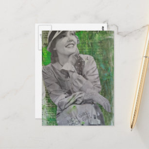 Cartão Postal Colagem mista de menina pobre rica vintage senhora