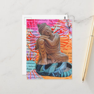 Cartão Postal Colagem Mista Paz de Buda