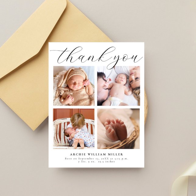 Cartão Postal Colagem Moderna de Múltiplas Fotos Obrigado pelo N (Criador carregado)