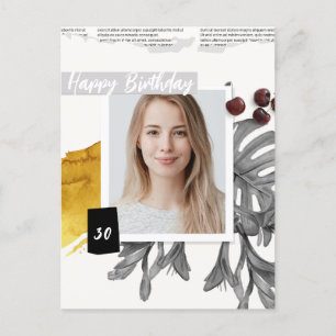 Cartão Postal Colagem Moderna Personalizada Foto 30 Aniversário