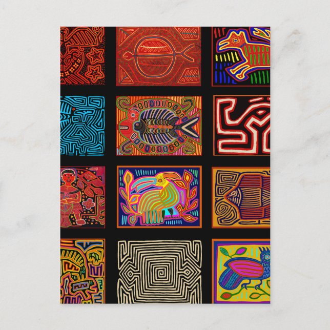 Cartão Postal Colagem Mola Indiana Kuna (Frente)