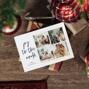 Cartão Postal Colagem Natal Quatro Fotos   Alegria Para O Mundo