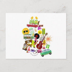 Cartão Postal Colagem Retro Groovy
