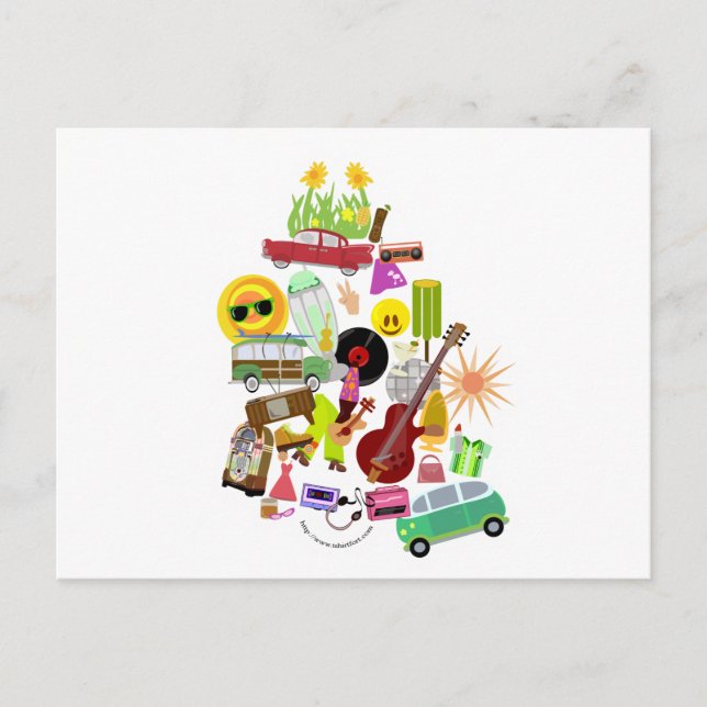 Cartão Postal Colagem Retro Groovy (Frente)