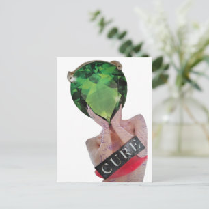 Cartão Postal Colagem Senhora Joia Verde Surrealista