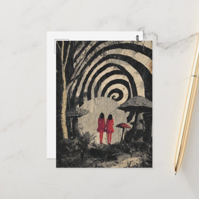 Cartão Postal Colagem Surreal de Cogumelos (Frente/Verso In Situ)