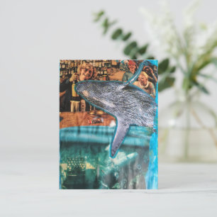Cartão Postal Colagem Surreal de um Tempo de Baleia