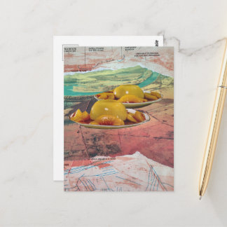 Cartão Postal Colagem Surrealista Montanhas de Pêssego