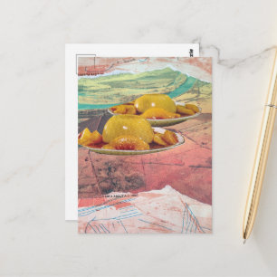 Cartão Postal Colagem Surrealista Montanhas de Pêssego