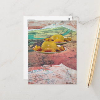 Cartão Postal Colagem Surrealista Montanhas de Pêssego