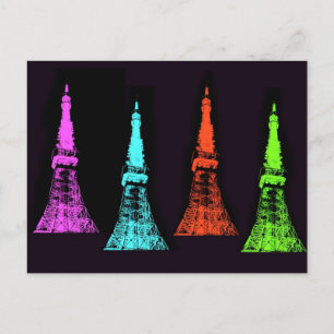 Cartão Postal Colagem Torre de Tóquio