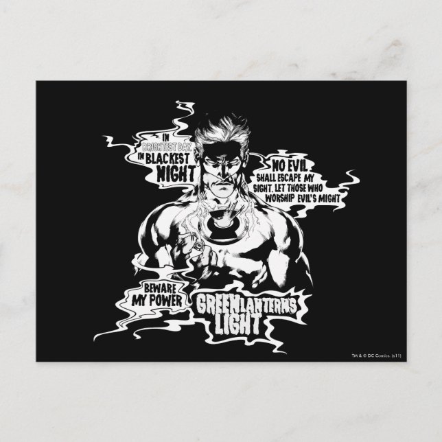 Cartão Postal Colagem verde do texto da lanterna (Frente)