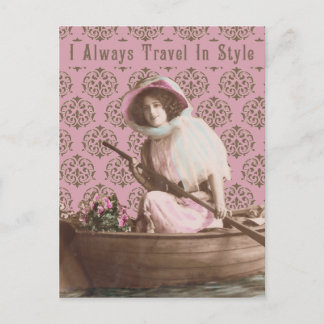 Cartão Postal Colagem Vintage "I Always Viagem in Style"