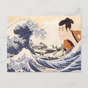 Cartão Postal Colagens Ukiyoe da Onda do Excelente