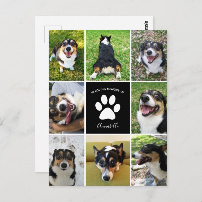 Cartão Postal Colar de Cachorro Personalizado Memorial de Estima (Frente/Verso)