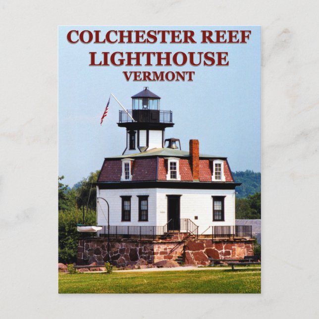 Cartão Postal Colchester Reef Lighthouse, Vermont Postcard (Frente)