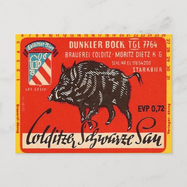 Cartão Postal Colditzer Schwarze Sau (Frente)