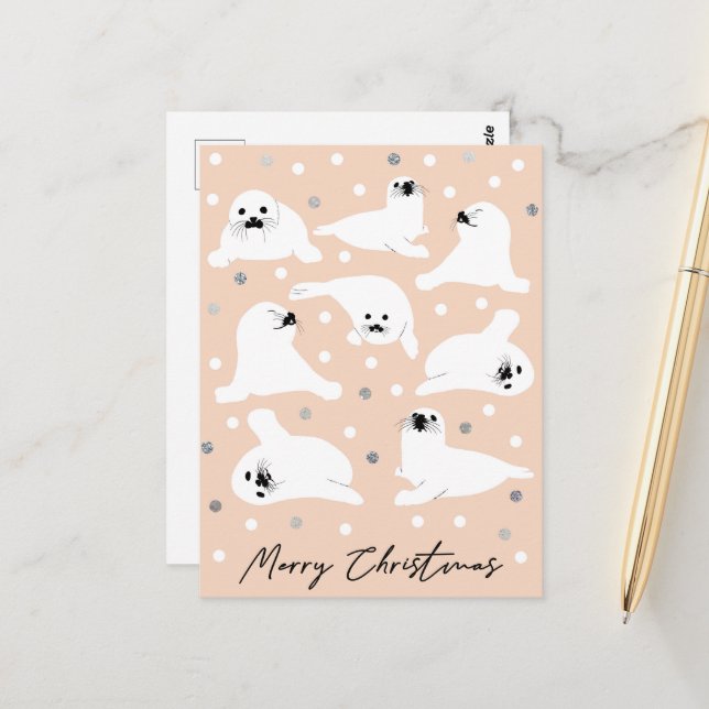 Cartão Postal Coleção De Animais Árcticos - Focos (Frente/Verso In Situ)