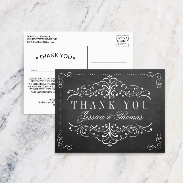 Cartão Postal Coleção de Casamentos de Chalkboard de Ornamentado (Criador carregado)