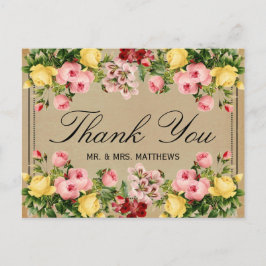 Cartão Postal Coleção de Casamentos Florais Elegante Vintage