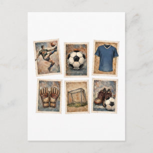 Cartão Postal Coleção de Selos de Futebol Antigo
