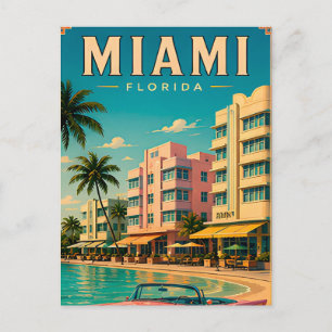 Cartão Postal 🌊 Coleção Retro da Cidade de Miami South Beach