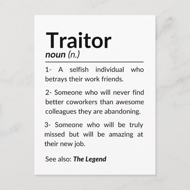 Cartão Postal Colega de despedida engraçado, colega saindo do tr (Frente)