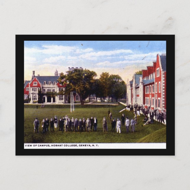 Cartão Postal Colégio Hobart, Genebra NY 1920 Vintage (Frente)
