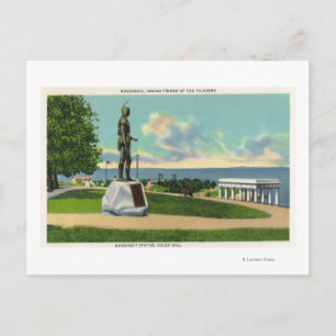 Cartão Postal Coles Hill Vista da Estátua de Massasoit