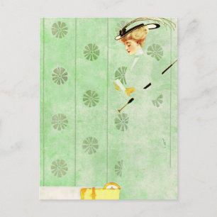 Cartão Postal Coles Phillips ‘Fadeaway Girl’ "Green Wallpaper"