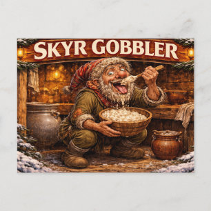Cartão Postal Coletor de Skyr Duende Islandês de Natal