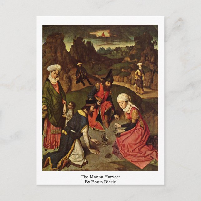 Cartão Postal Colheita De Manna Por Bouts Dieric (Frente)