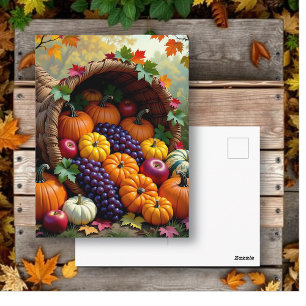 Cartão Postal Colheita de Outono e Cornucópia de Bênçãos