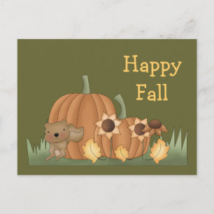 Cartão Postal Colheita outono Pumpkin Deixa Esquilo