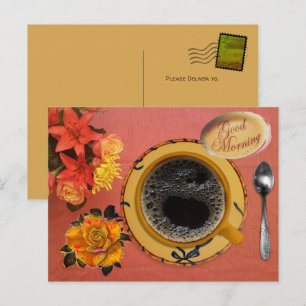 Cartão Postal Colher de Café com Rosas